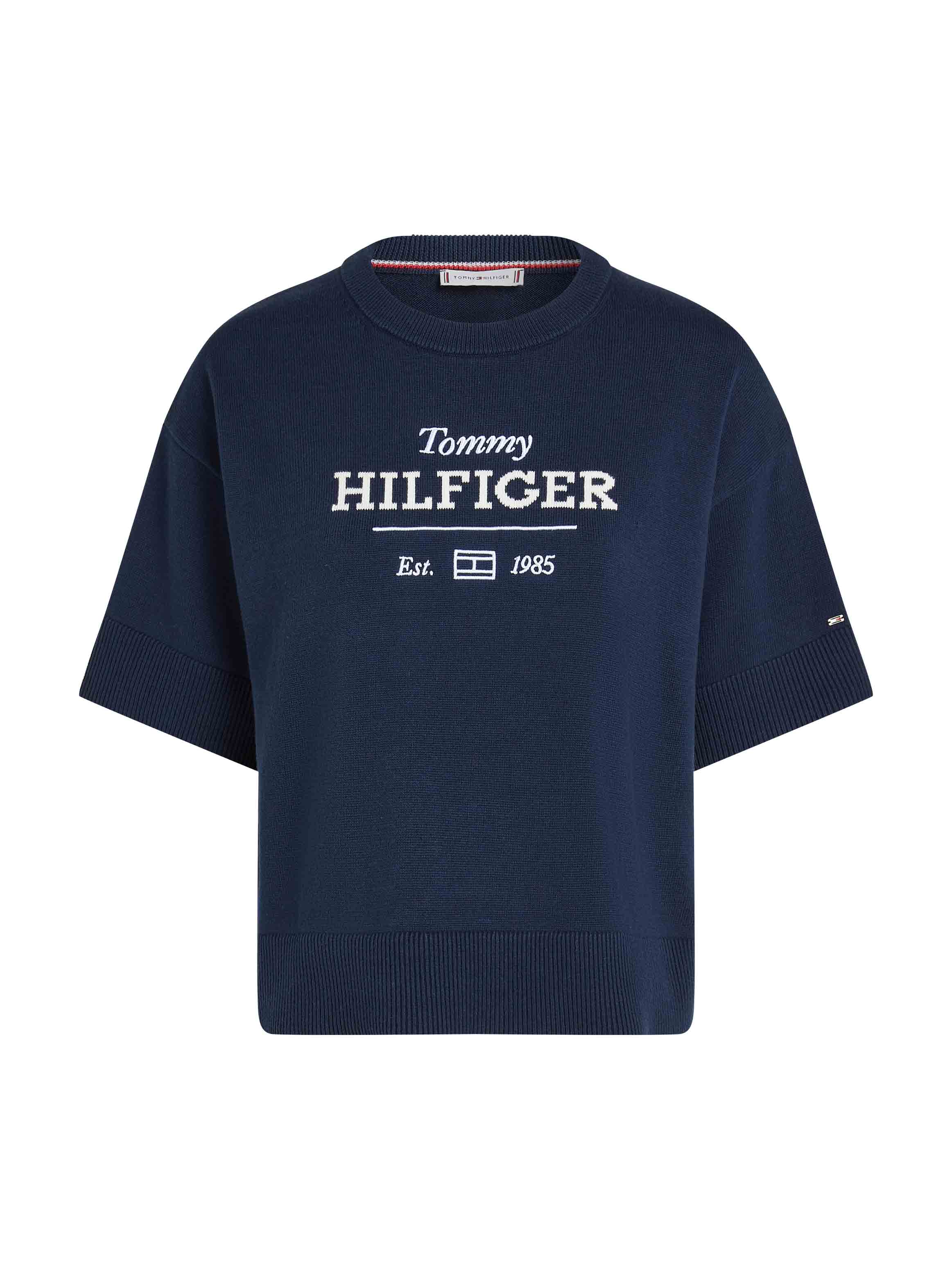 Tommy Hilfiger Logo Crew-Neck Cropped Sweater