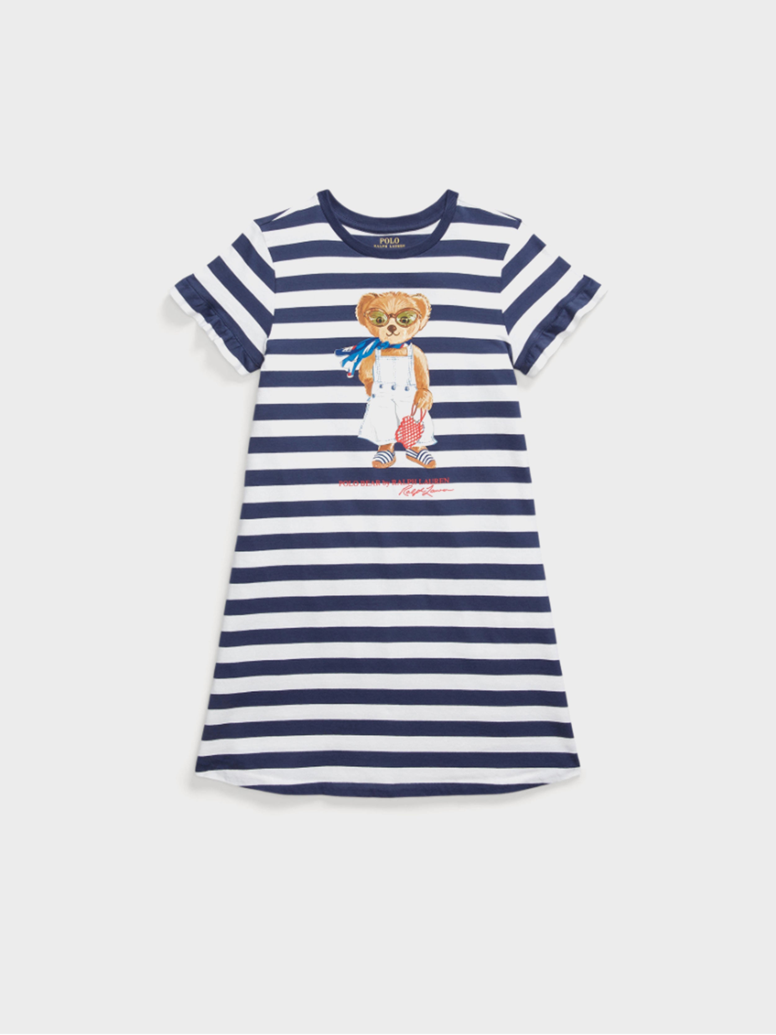 Polo Ralph Lauren Girls Striped Polo Bear Cotton Dress – O'five