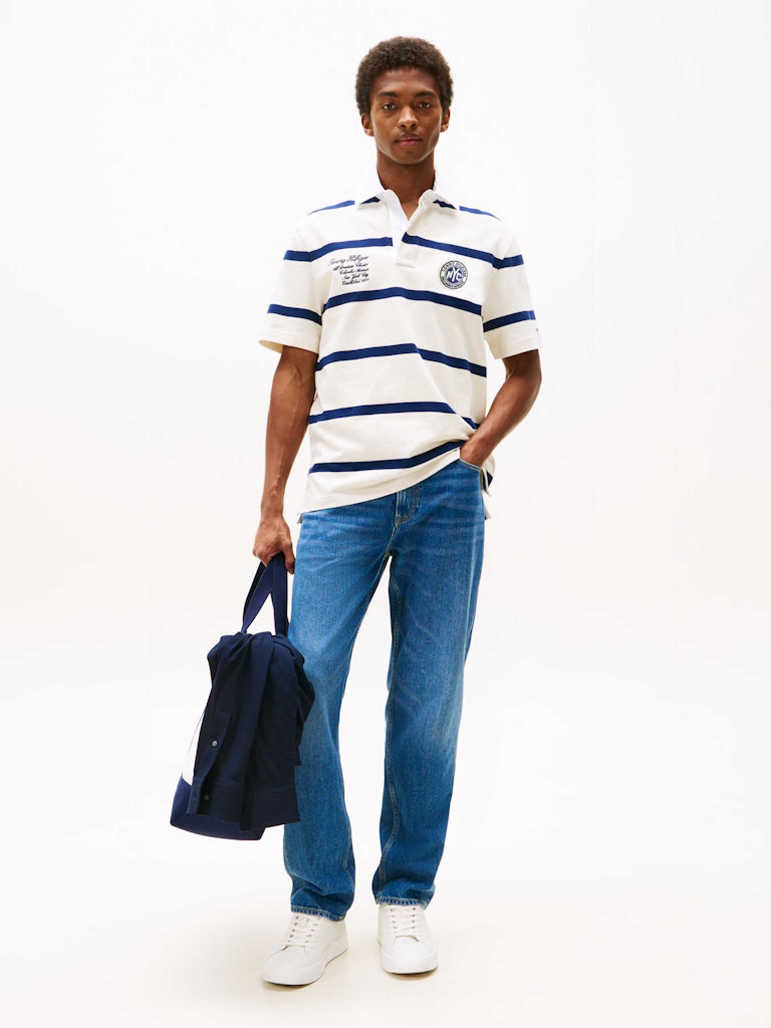White / Navy Stripe