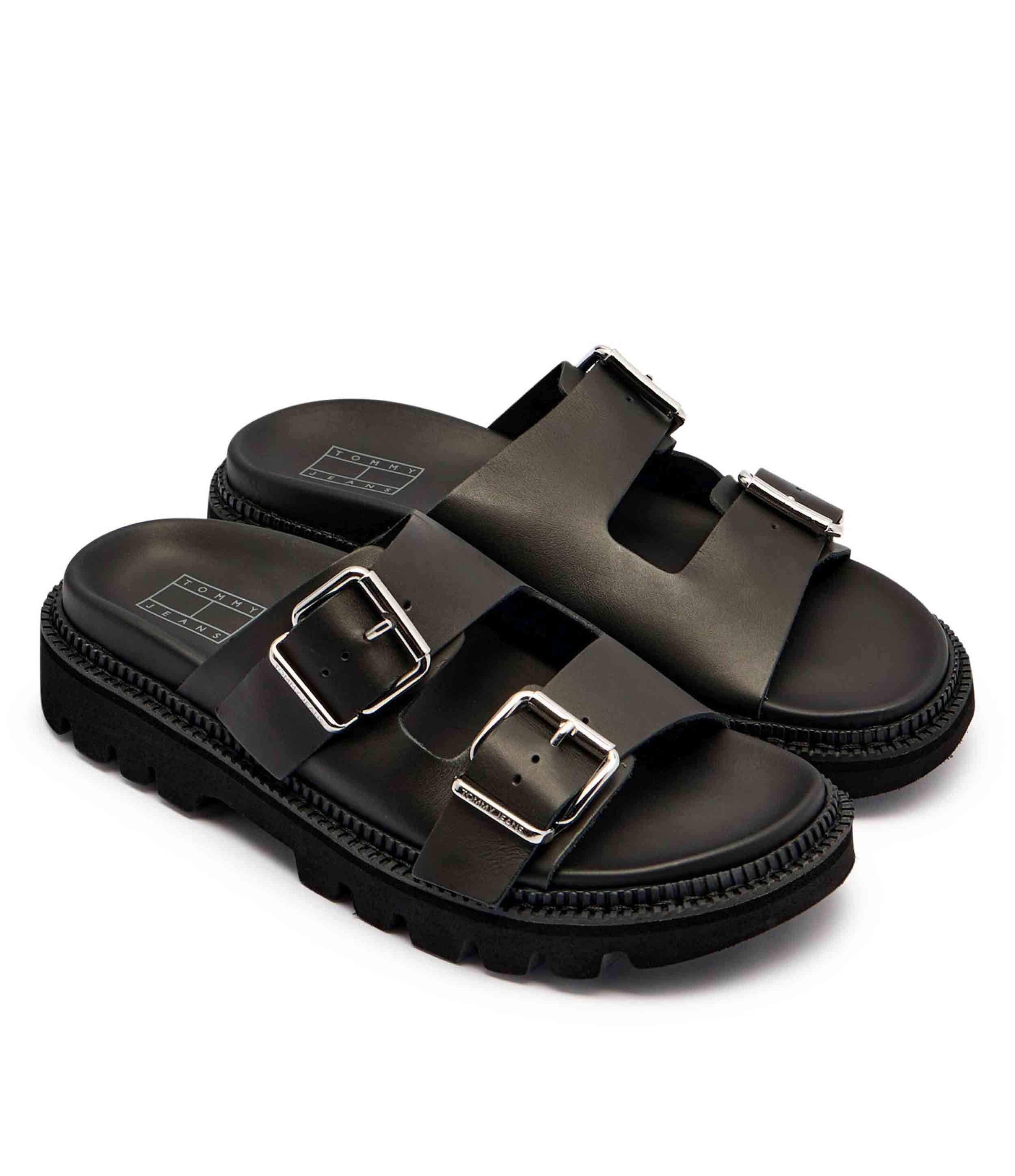 Tommy Hilfiger Jeans Women's Leather Double Strap Cleat Sandals