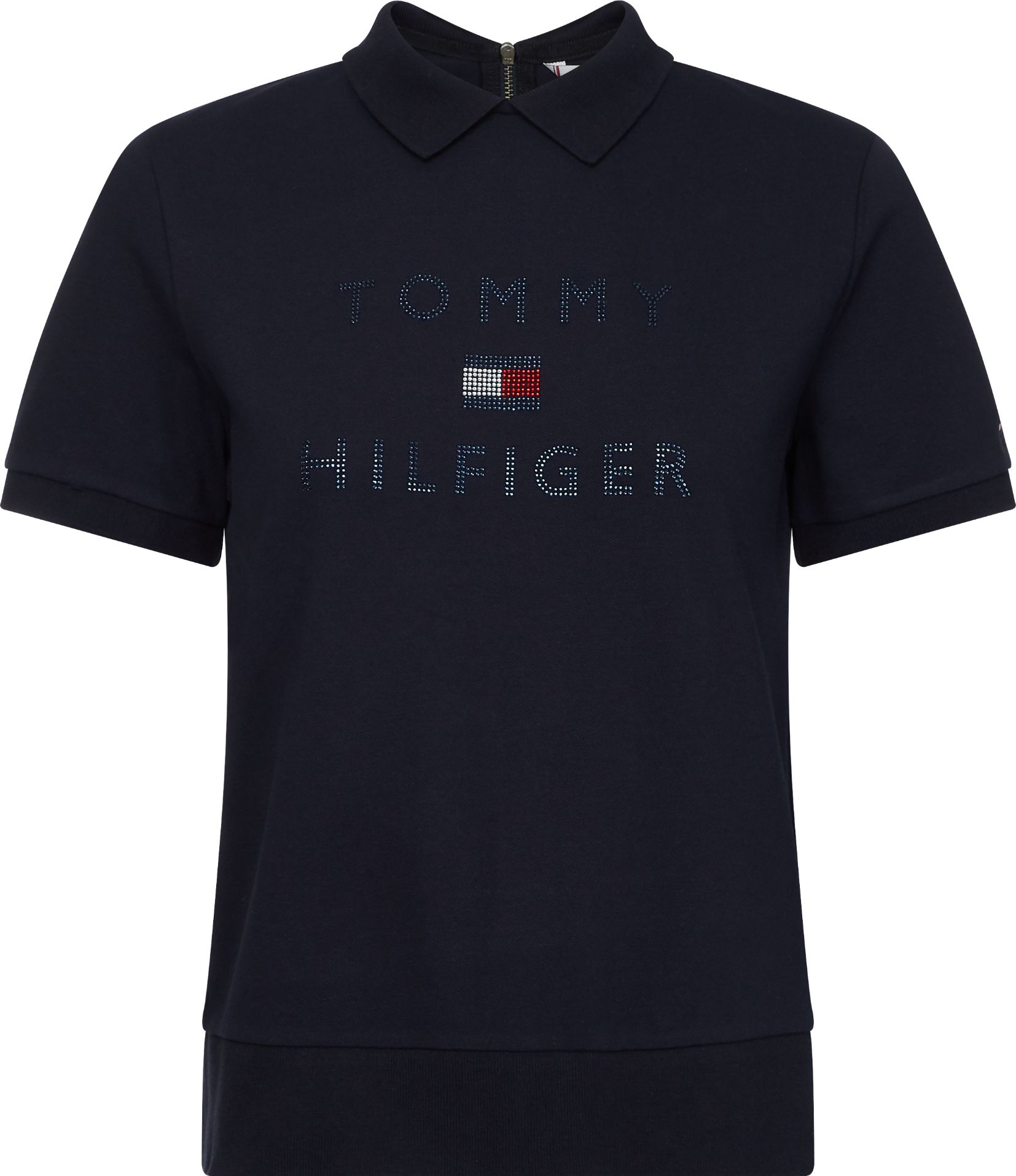 Tommy Hilfiger Womens Tiara Relaxed Bling Polo Ss Shirt